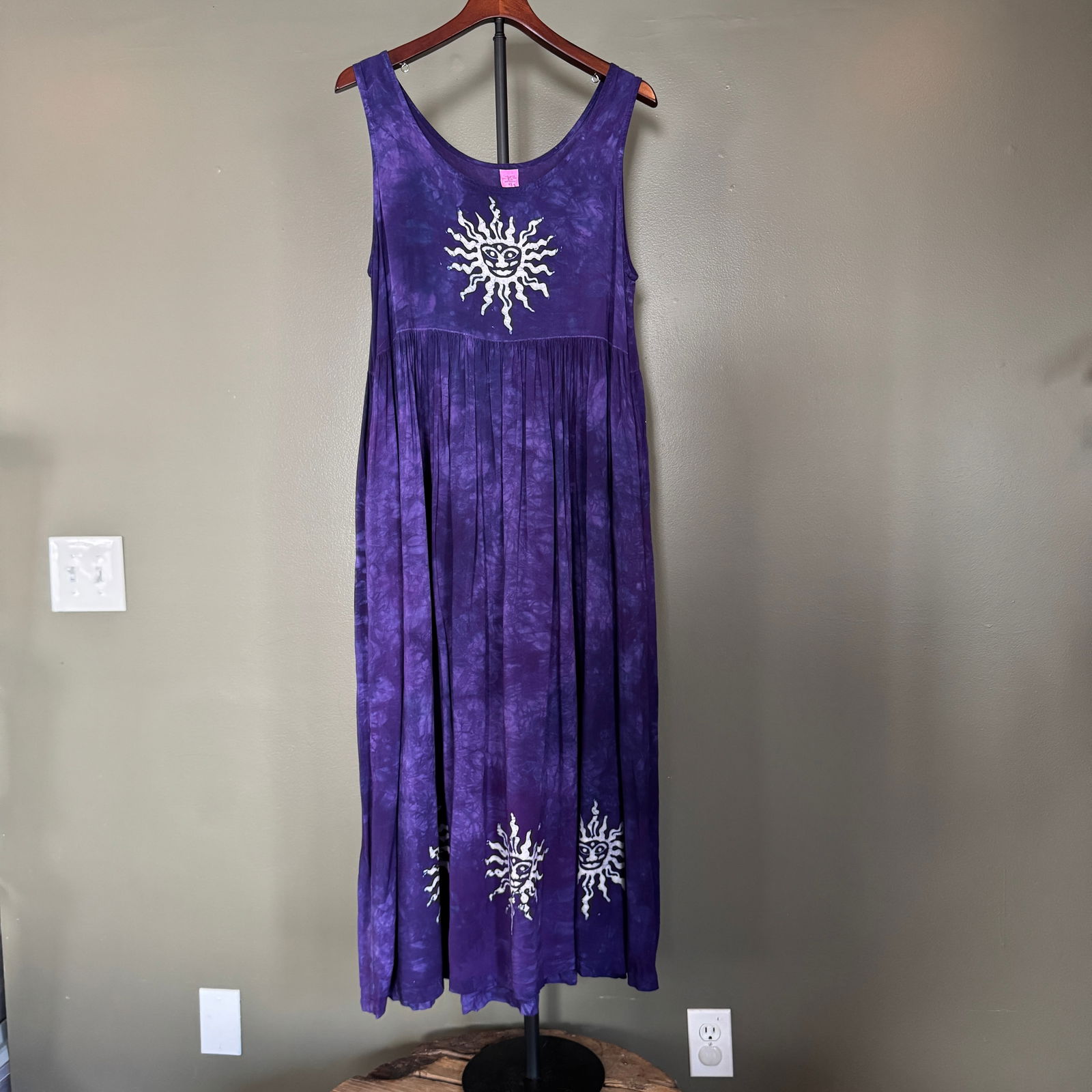 Mina Valenza Purple Sun Motif Rayon Dress, Size M/L (1 of 3)