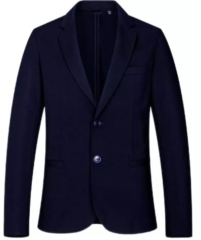 Armani Exchange – Blue Viscose Blazer: Blue blazer designed by Armani Exchange with a clean, modern silhouette suitable for formal and smart-casual wear. Features a classic notched lapel, front button closure, long sleeves, and a tailored
