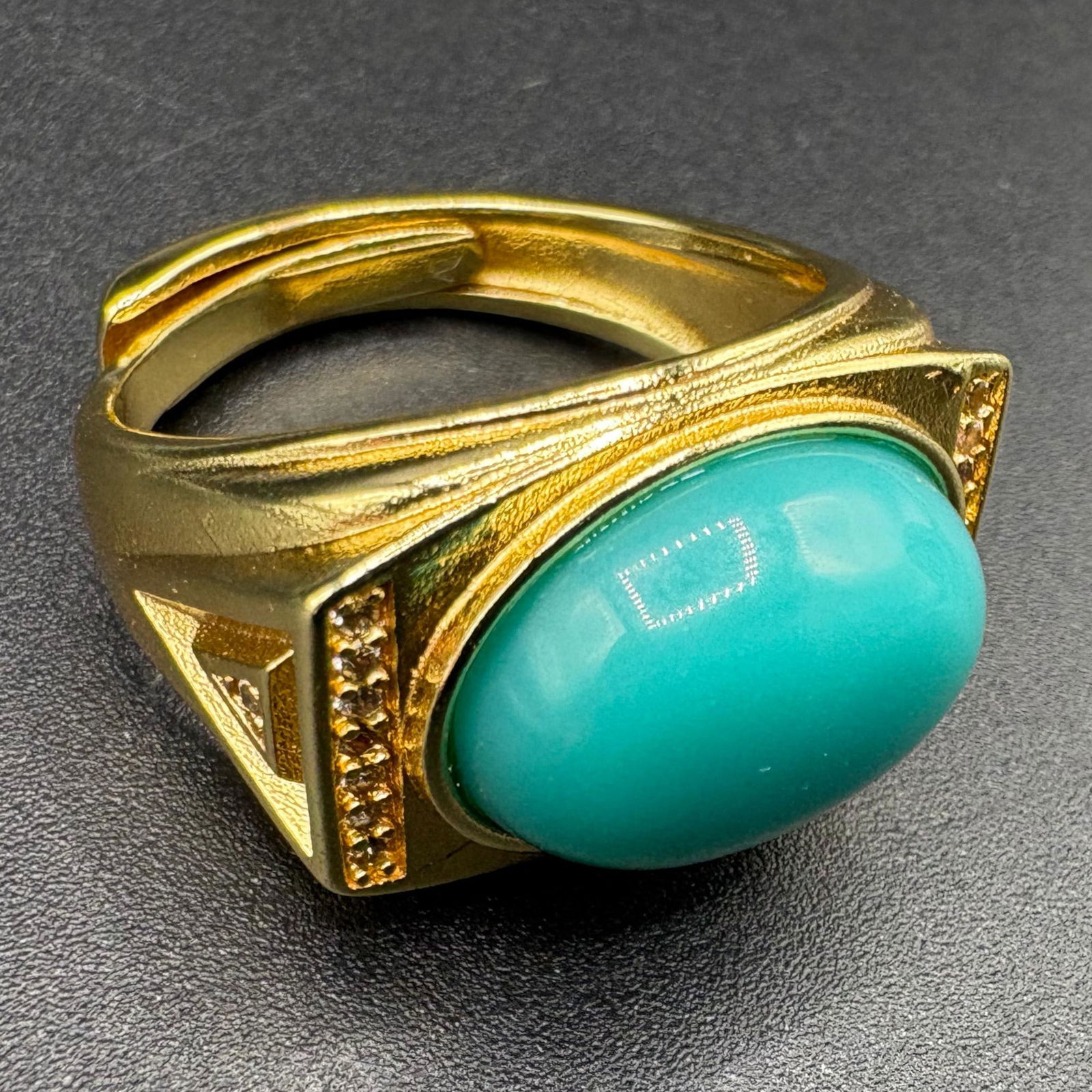 Vintage Turquoise K Gold Signet Ring (1 of 3)