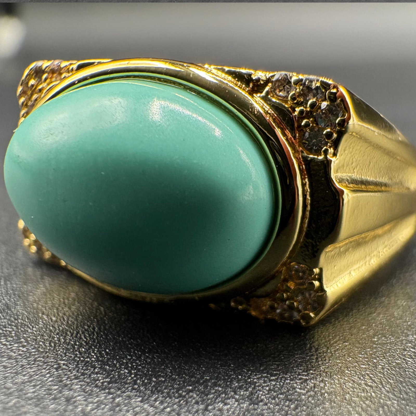 Vintage Turquoise K Gold Statement Ring (1 of 3)