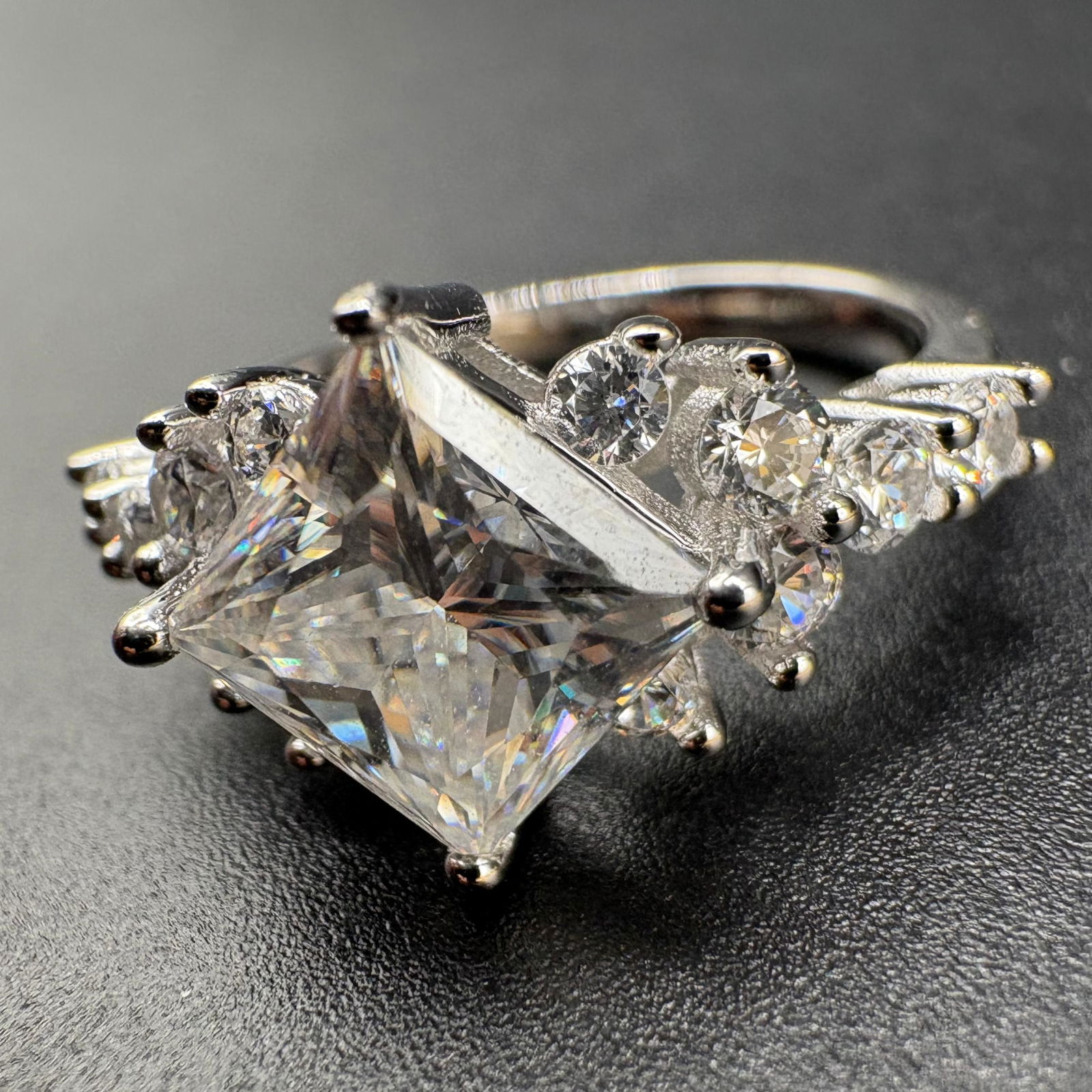 Princess Cut 2CT Moissanite Tiara S925 White Gold Plated Ring (1 of 3)