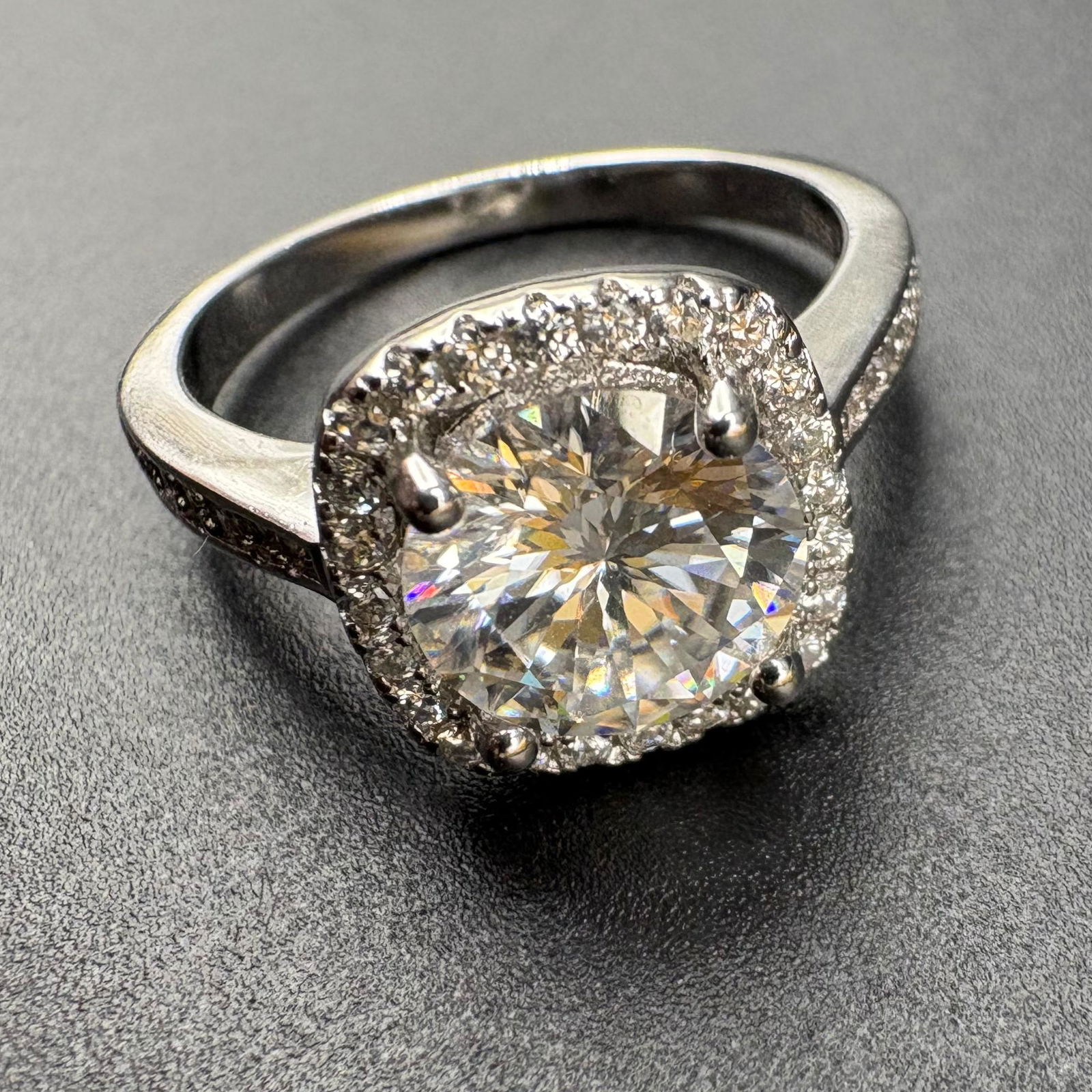 Cushion Halo 2CT Moissanite S925 White Gold Plated Ring (1 of 3)