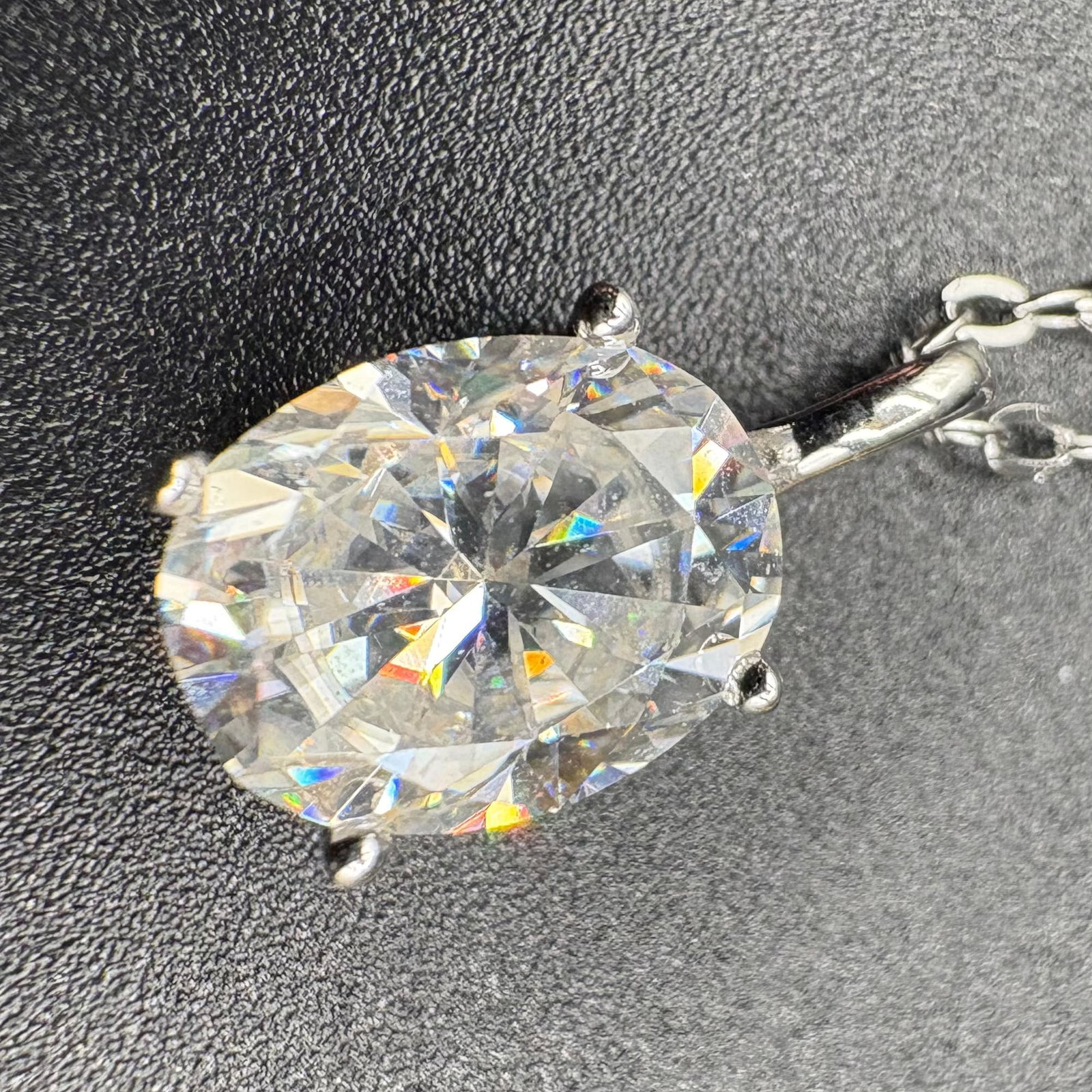 Oval Cut 2CT Moissanite Solitaire S925 White Gold Plated Necklace (1 of 3)