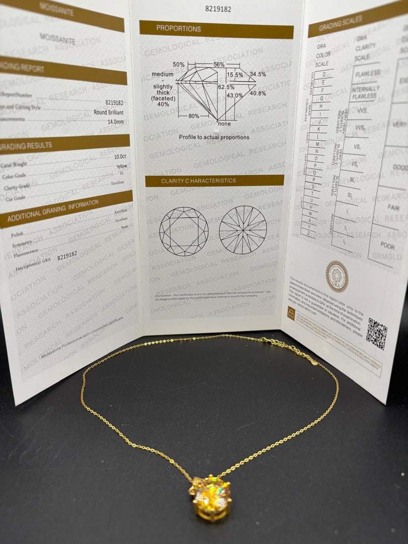 Necklace with Yellow Round Moissanite Pendant – Gold-Tone Chain (1 of 4)