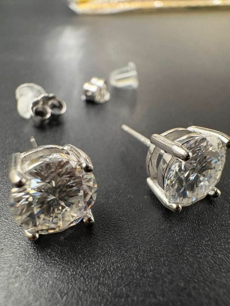 2CT Moissanite Stud Earrings - S925 White Gold Plated Pair (1 of 3)