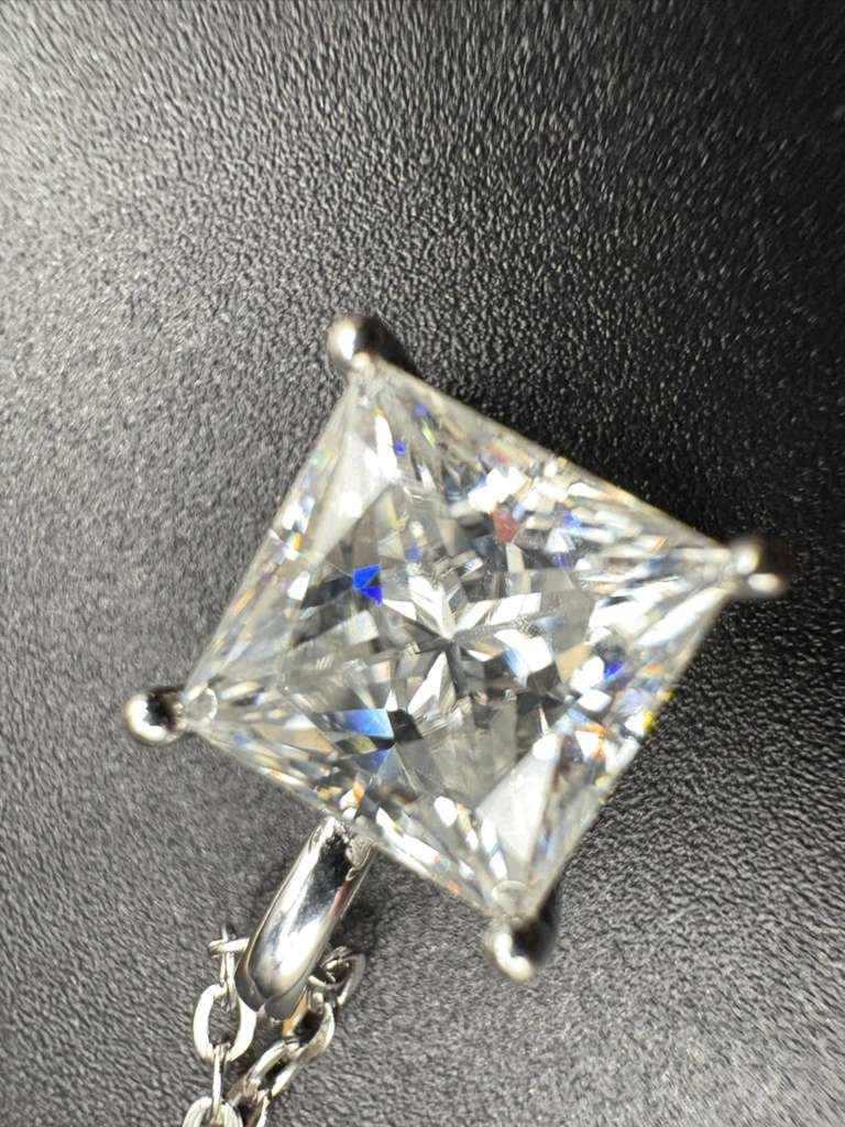 2CT Princess Cut Moissanite Necklace - GRA Certified (1 of 3)