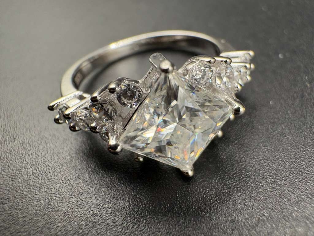 2CT Moissanite Ring in S925 Silver with White Gold Plating (1 of 3)