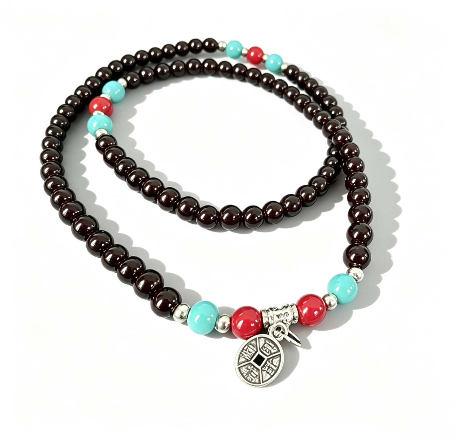 Garnet and Turquoise Bead Necklace (1 of 2)