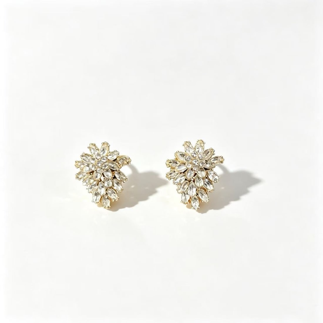 Moissanite Gold-Gilded Floral Earrings (1 of 2)
