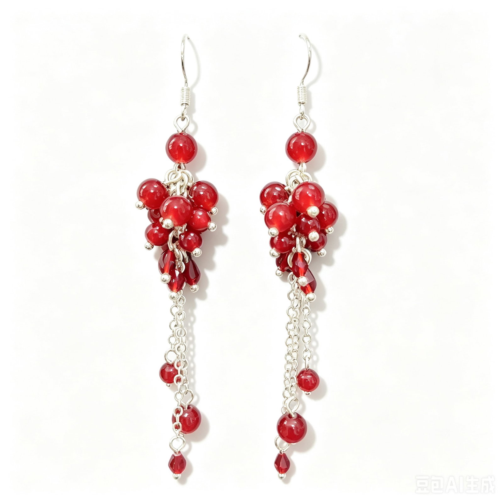 Red Agate and Silver Dangle Earrings (1 of 2)