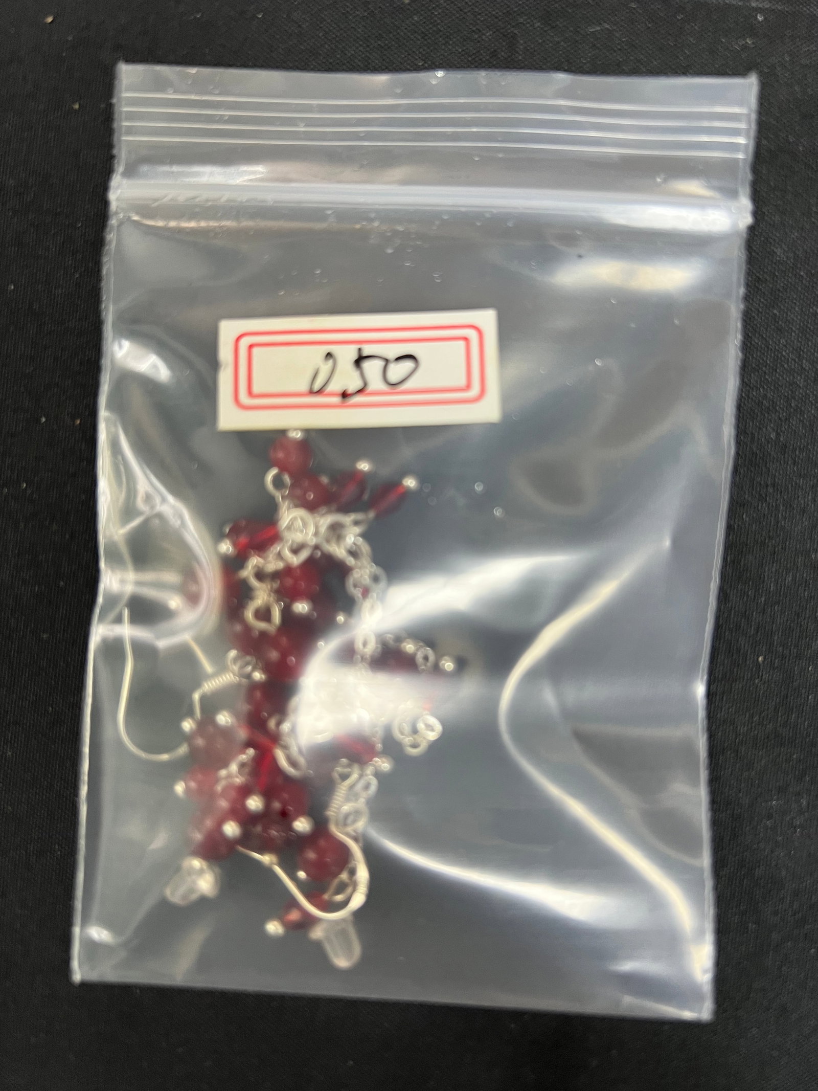 Red Agate and Silver Dangle Earrings - 2