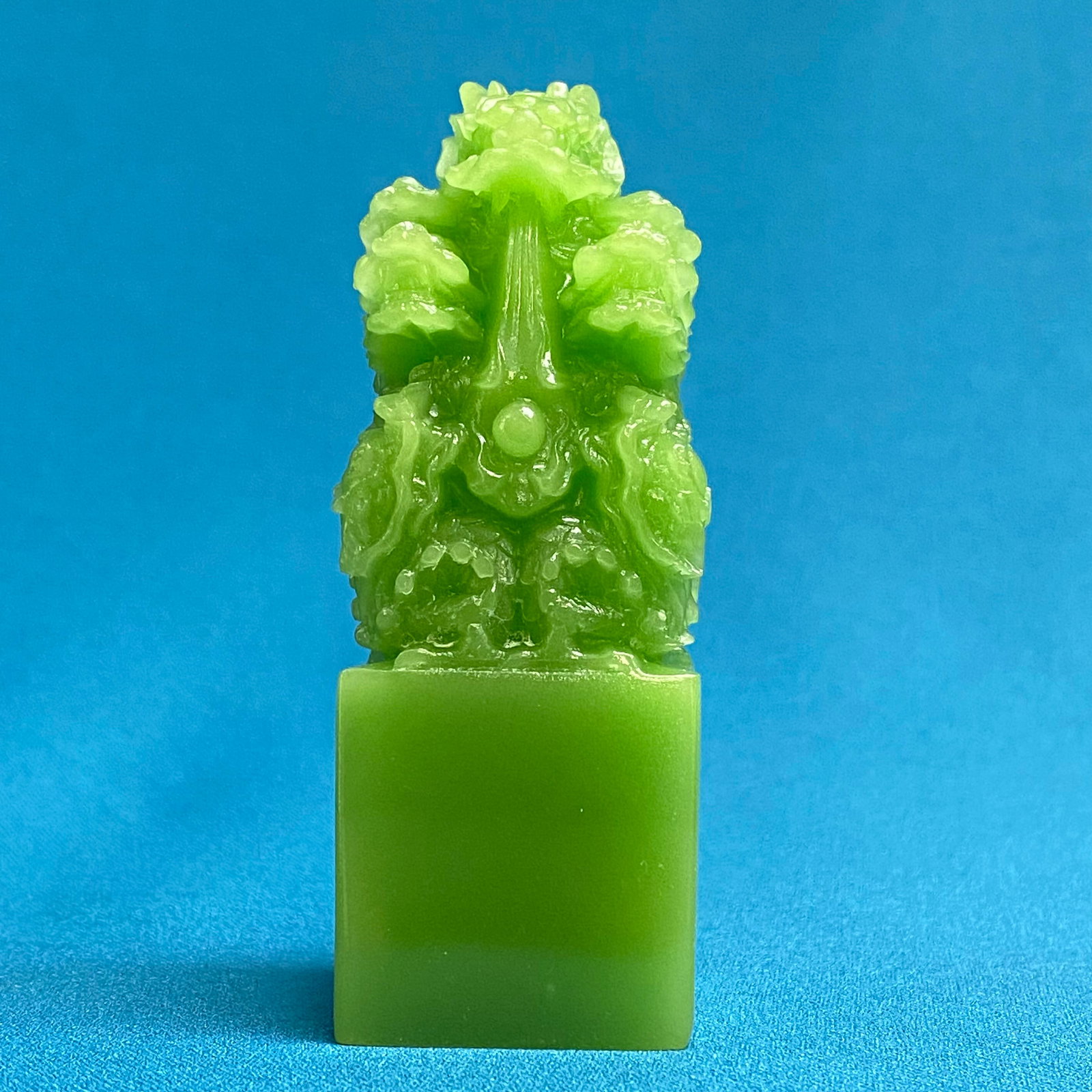 Chinese Carved Green Jadeite-Style Imperial Dragon Signature Seal (1 of 8)