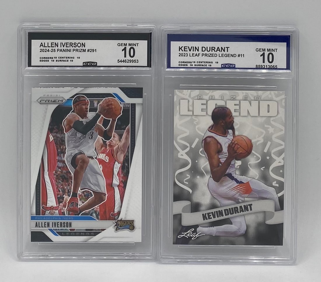 (2) NBA CCG 10 Lot: 2024-25 Prizm Iverson #291 & 2023 Leaf Durant #11 (1 of 2)
