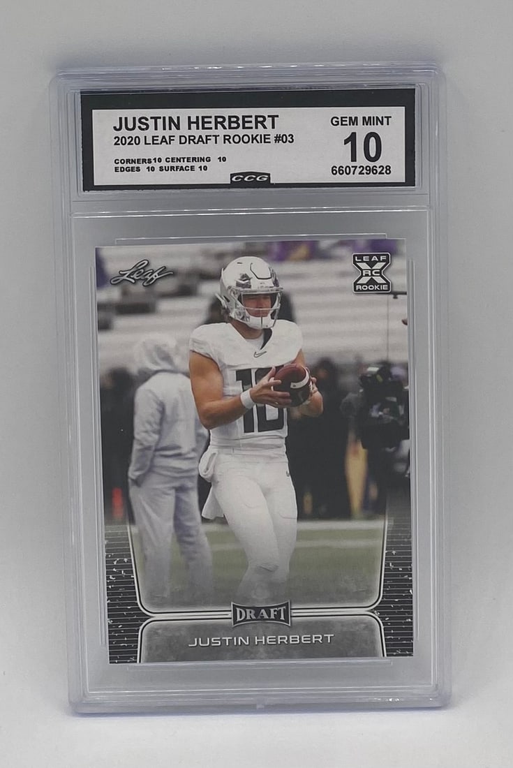 2020 Leaf Draft Justin Herbert Rookie #03 CCG 10 Gem Mint
