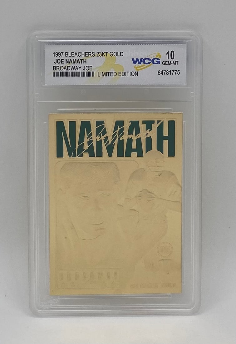 1997 Bleachers 23KT Gold Joe Namath Broadway Joe Limited WCG 10 Gem Mint (1 of 2)