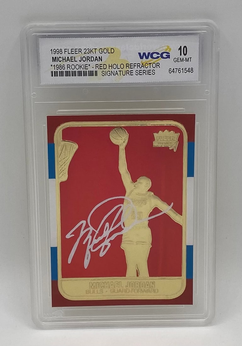 1998 Fleer 23KT Gold Michael Jordan '86 Rookie Red Holo Refractor WCG 10 (1 of 2)