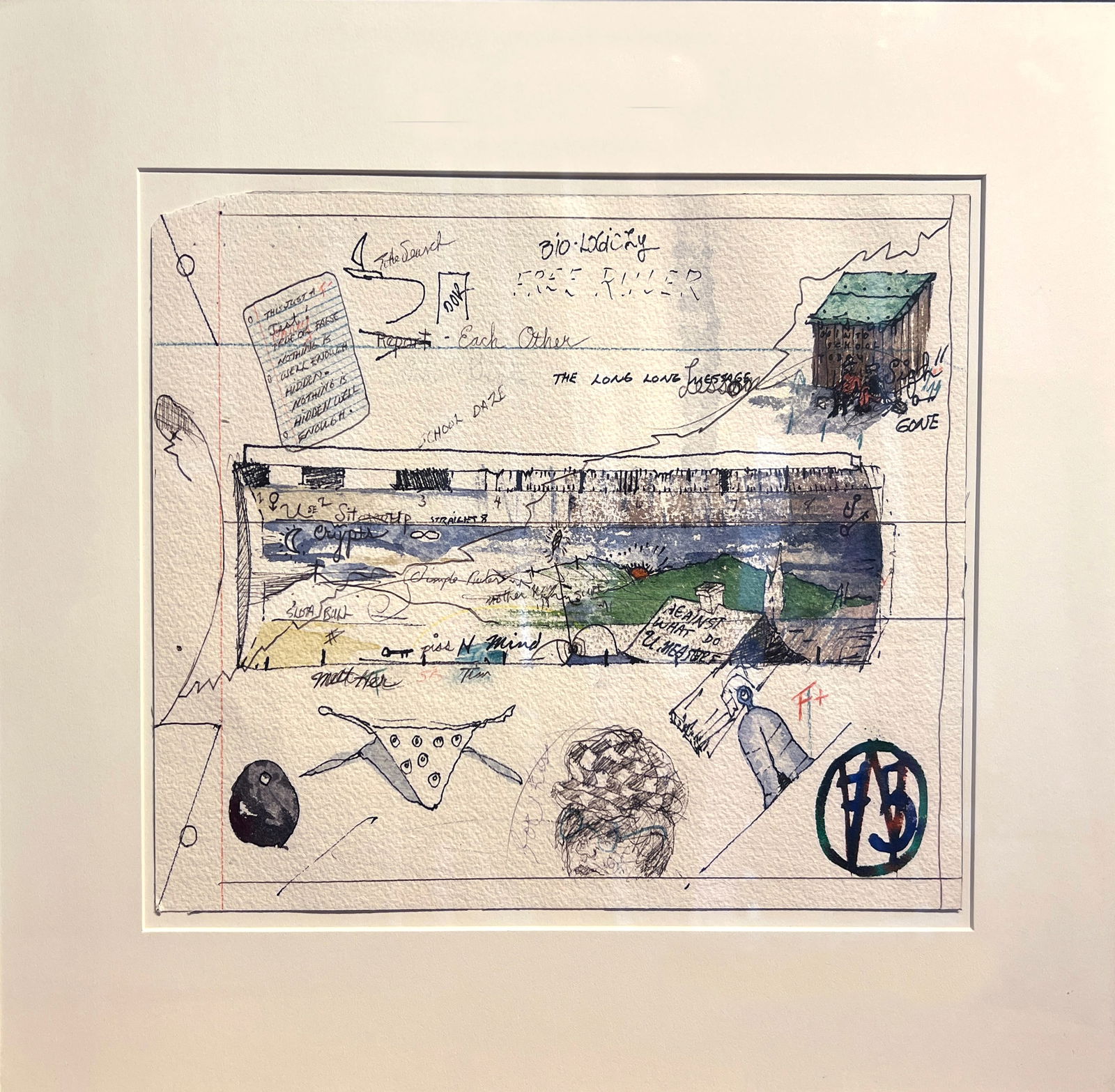 William T. Wiley, The Long Long Message: William T. Wiley is primarily known for mystical watercolors that whimsically move between references to pop culture, literature, and art history, though he has worked in a variety of media, including