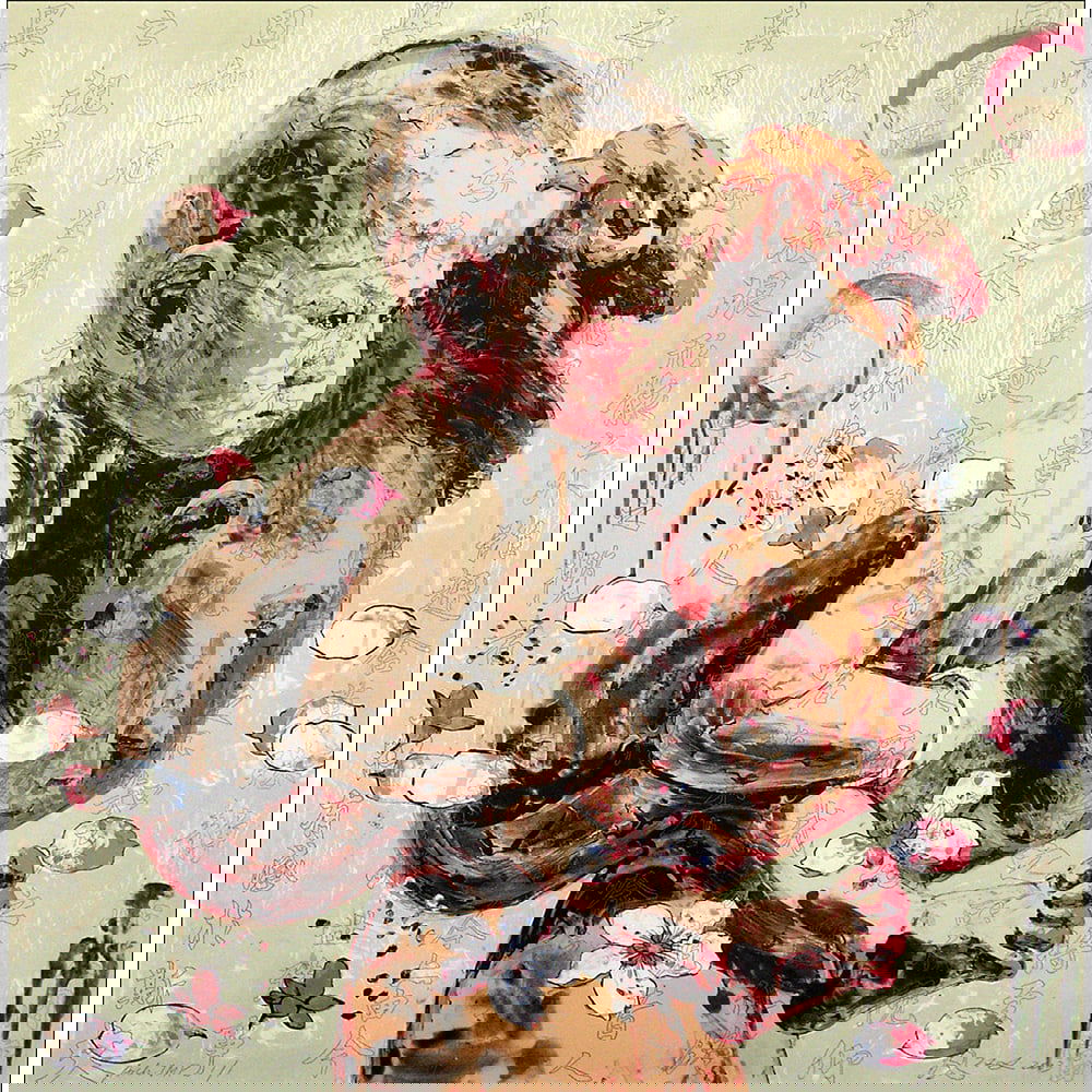 Hung Liu, Crossing the River: Carrying: Hung Liu's favorite story was the story of Jean Christophe, from Romain Roland. In this story of optimism and belief in the human spirit, Liu found great peace during her years spent laboring in the C