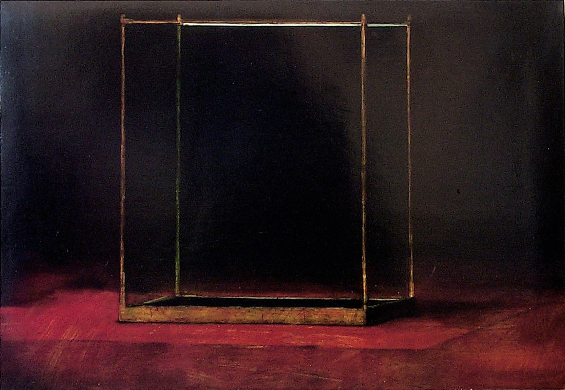 Simon English, Museum Series: Illuminated Cabinet: Simon English is an Irish artist whose works in the display case series are included in the permanent collection of The Irish Museum of Modern Art in Dublin. The absence of objects in the cabinets