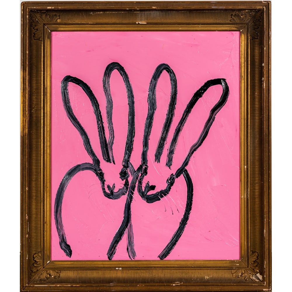 Hunt Slonem, Pink Pink: Hunt Slonem is a celebrated American Neo-Expressionist painter known for his bold color palettes, gestural mark-making, and iconic animal imagery. Pink Pink is a unique oil on wood panel (edition of