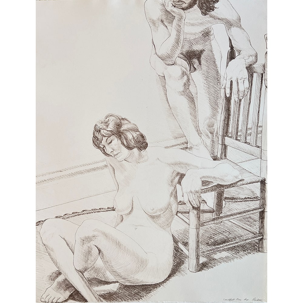 Philip Pearlstein, Male and Female Figure: This stunning print by Philip Pearlstein is in very good condition and it is signed by the artist. Pearlstein's work is established in the contemporary art world, where he earned a top postition as