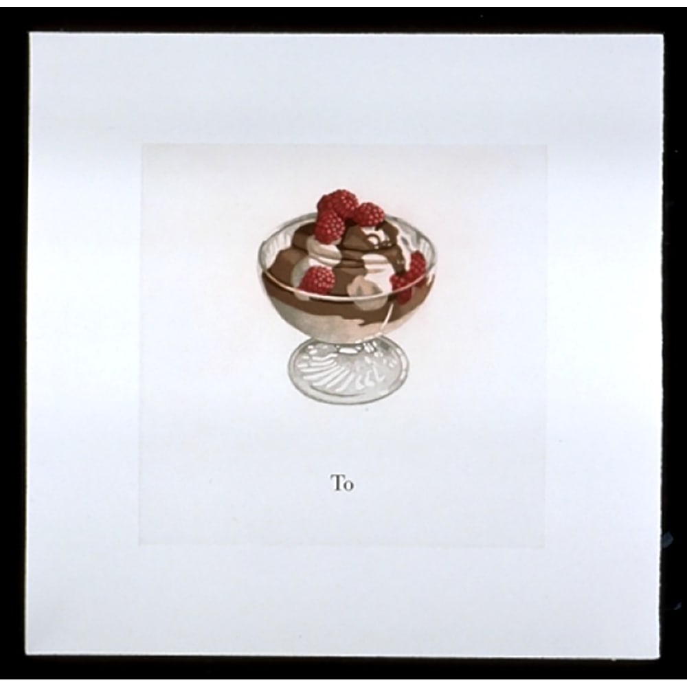 Julia Jacquette, To: French artist Julia Jacquette creates images that are fresh and appealing in every way. She combines images of daintily presented delicacies, combined with text that adds a conceptual nature to her