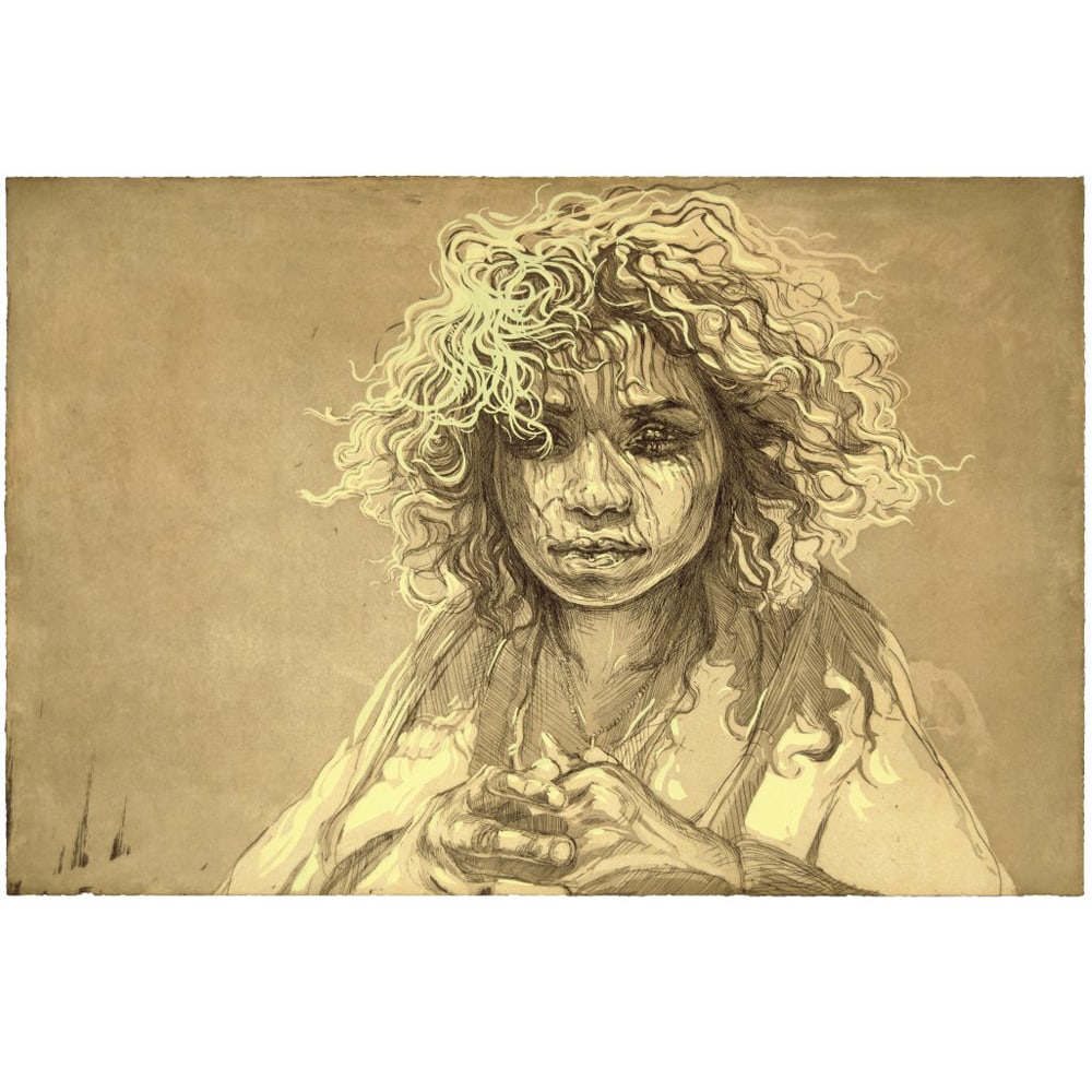 Swoon , Girl with Dappled Sunlight: In a moment when contemporary art often holds a conflicted relationship to beauty, Swoon's work carries with it an earnestness, treating the beautiful as sublime even as she explores the darker sides