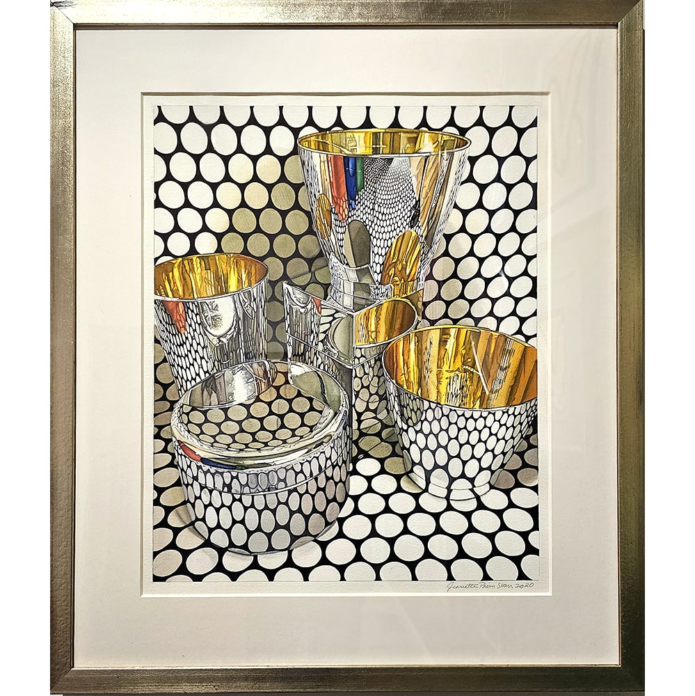 Jeanette Pasin Sloan, Light (In the time of darkness): Jeanette Pasin Sloan is an acclaimed painter known for her luminous still lifes and symbolic compositions. Duet (2025) is an oil on panel work measuring 16 _ 16 inches, presented unframed. Sloan?s