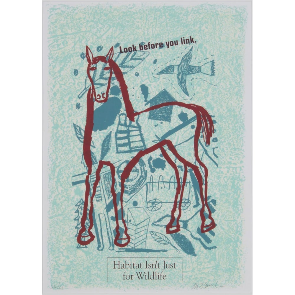 Jaune Quick-to-See Smith, Habitat Isn't Just for Wildlife: Jaune Quick-to-See Smith?s Habitat Isn?t Just for Wildlife screen print is number 52/61 and is offered unframed. It is signed and in excellent condition. A portion of the proceeds from this print bene