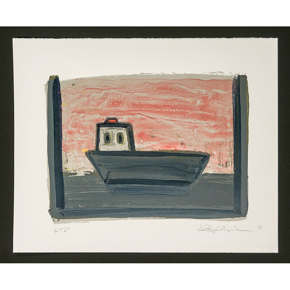 Kathryn Lynch, Tugboat with Pink Sky: Kathryn Lynch?s Tugboat with Pink Sky lithograph was printed in 2013 by Landfall Press. Her works are included in collections such as Fort Wayne Museum of art, Fort Wayne, IN, University of