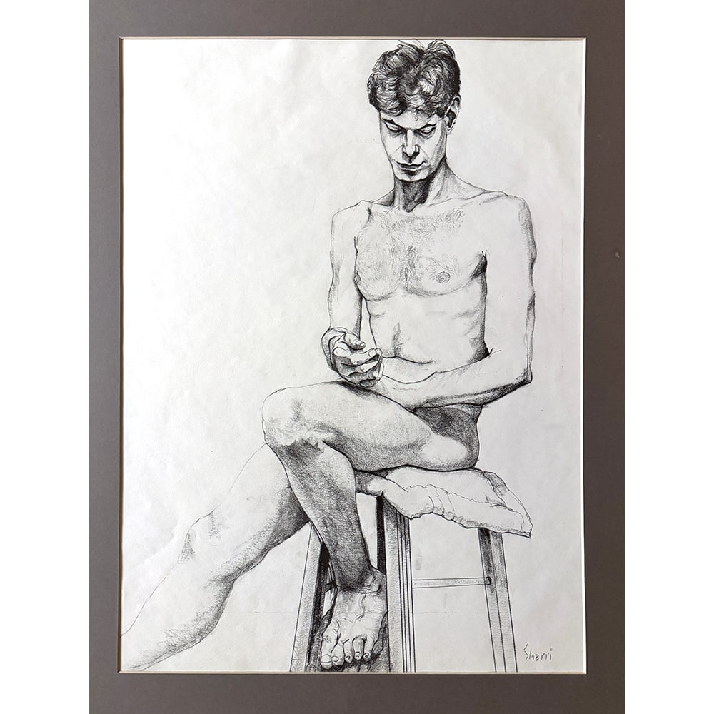 Sherry Feldman, Figure Study: Sherri Feldman is a 20th-century American artist known for her works on paper, including etchings and prints that have appeared at auction under titles like Bye Dual Image and Dual Image. Her pieces