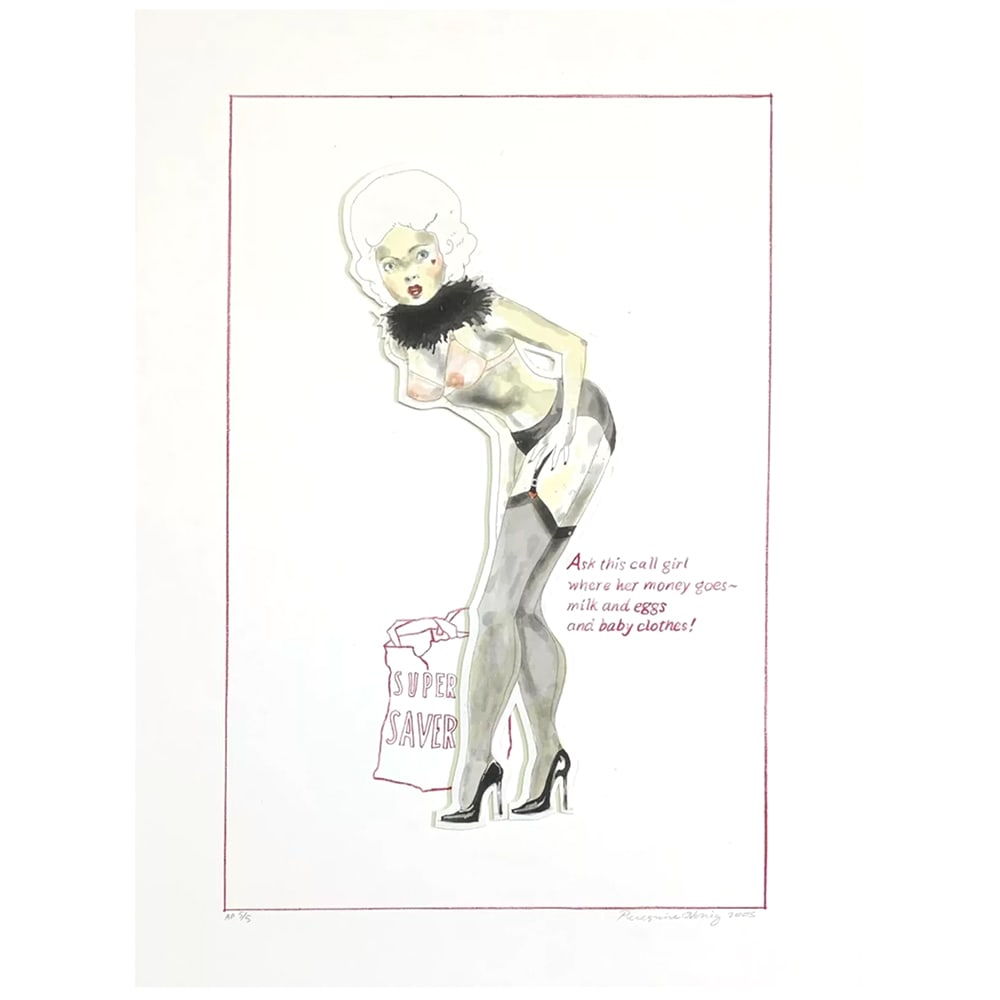 Peregrine Honig, Confederate: Peregrine Honig is an American artist recognized for her intimate, psychologically complex figurative works. Confederate (2003) is a 4-color lithograph with etching and hand coloring on paper,