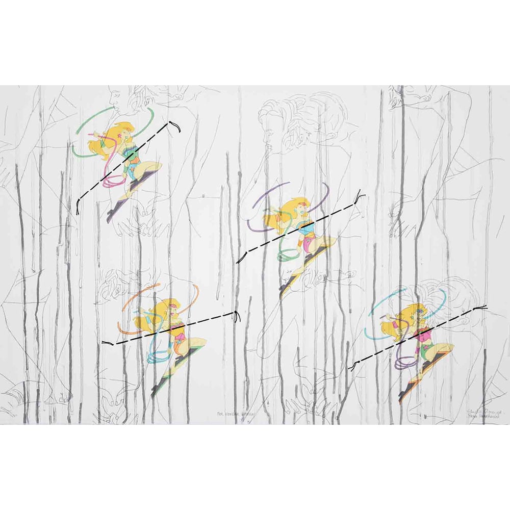 Ghada Amer, For Wonder Women: Ghada Amer's For Wonder Women is a collaboration with Reza Farkondeh. It was created in 2006 at Landfall Press. It is a 9 color lithograph with sewn elements. This work is offered unframed, in very
