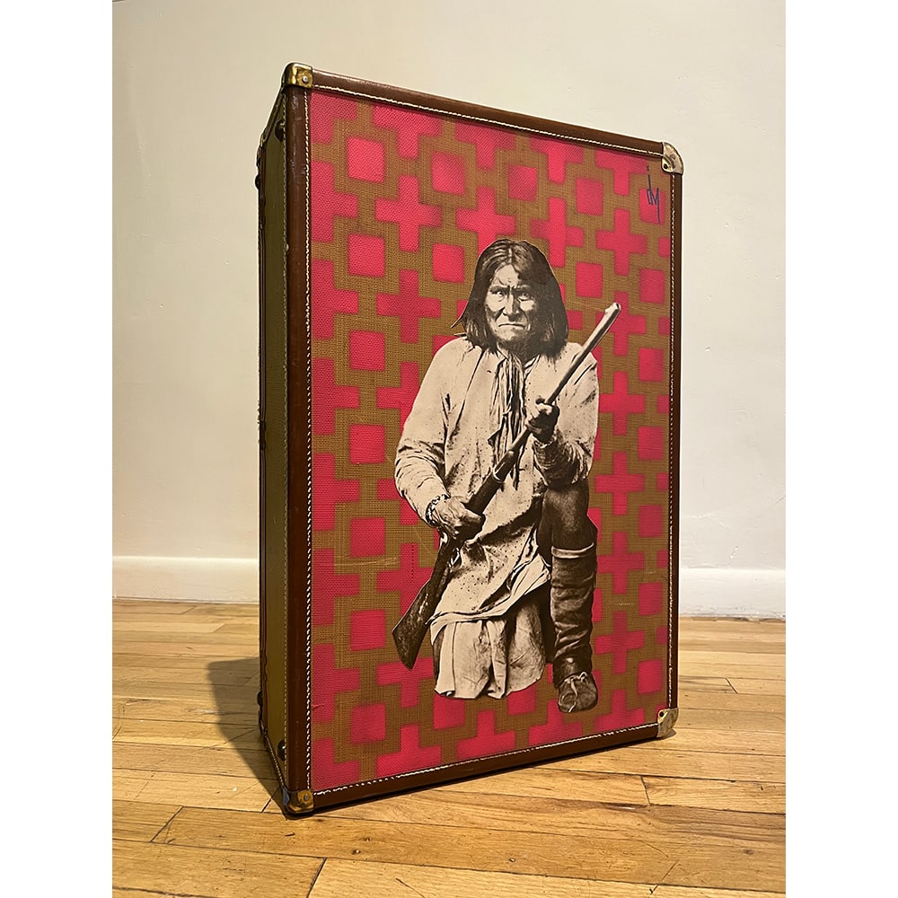 Douglas Miles, Forced Removal Series: Geronimo with Crosses: Douglas Miles, a Native American artist from the San Carlos Apache Tribe in the United States, is an artist, photographer, curator, writer, muralist, public speaker, and film director. While Miles