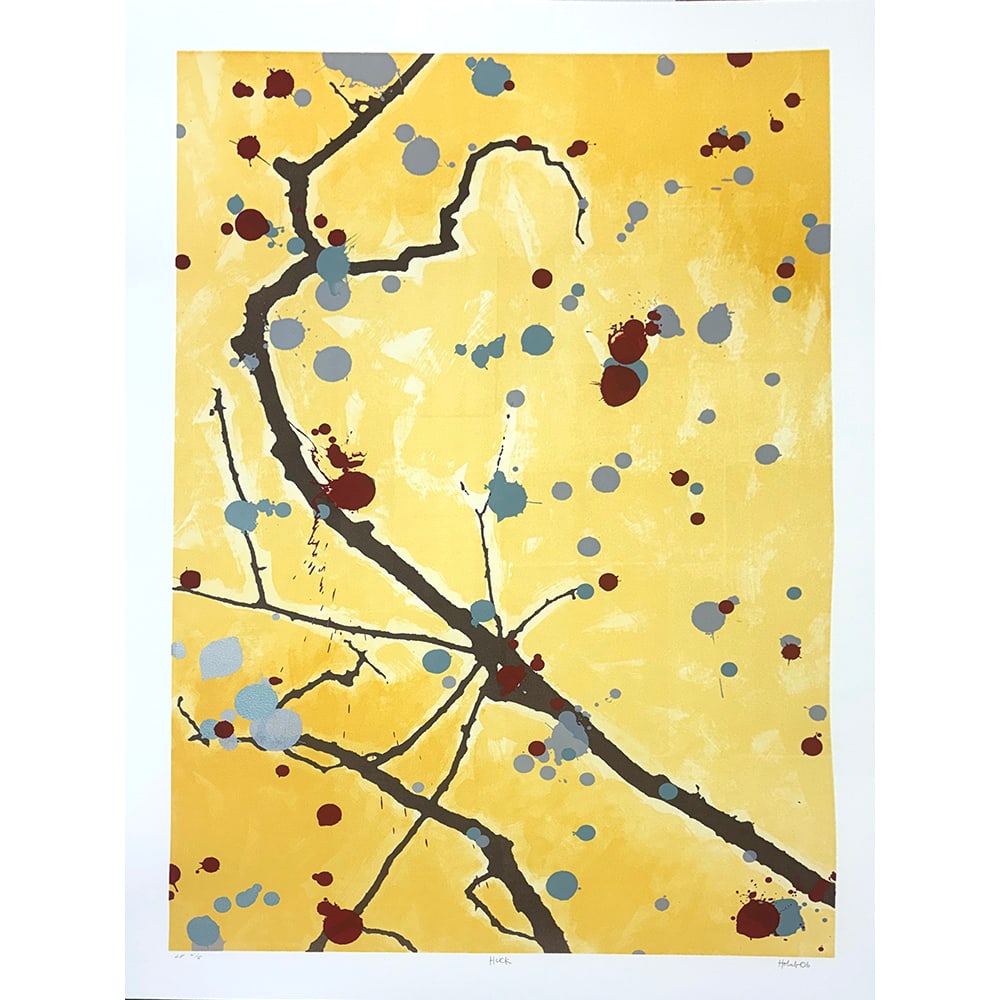 Will Holub, Huck: Will Holub, an American artist from the United States, produced "Huck" in 2006, a lithograph. Measuring 42 x 30 inches, this unframed work is a trial proof. The abstract composition features gestural