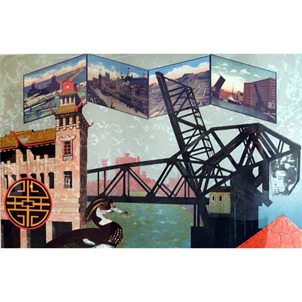 Ellen Lanyon, Riverwalk: Ellen Lanyon's "Riverwalk" was printed at Landfall Press in 2000. It is a lithograph with archival digital elements printed, and is edition 1/25. It measures 32 x 46.5," is signed, and in very good