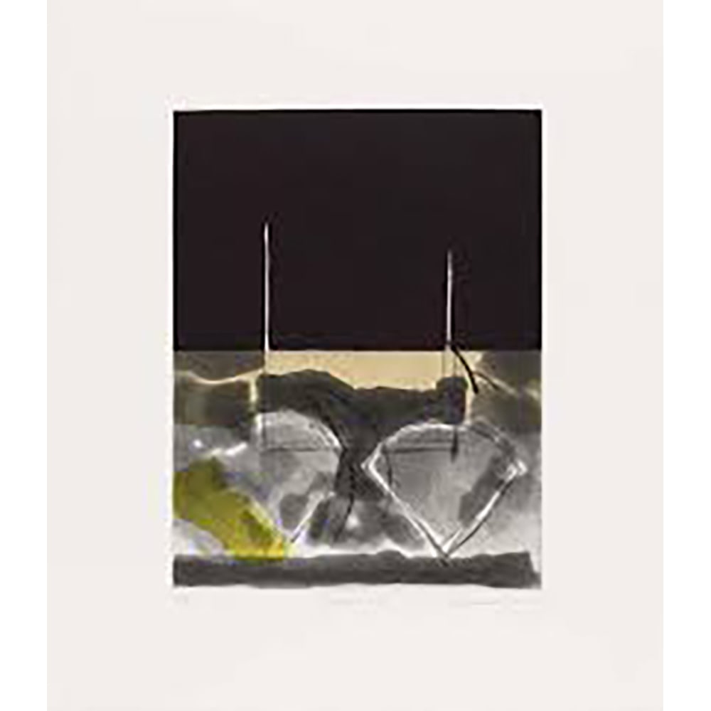 Denise Green, Trojan #3: Denise Green, an Australian-born artist, created "Trojan #3" in 1994. It is an etching and aquatint with chine collé. Measuring 16 x 14 inches, this unframed work is marked copyright 2 edition. The