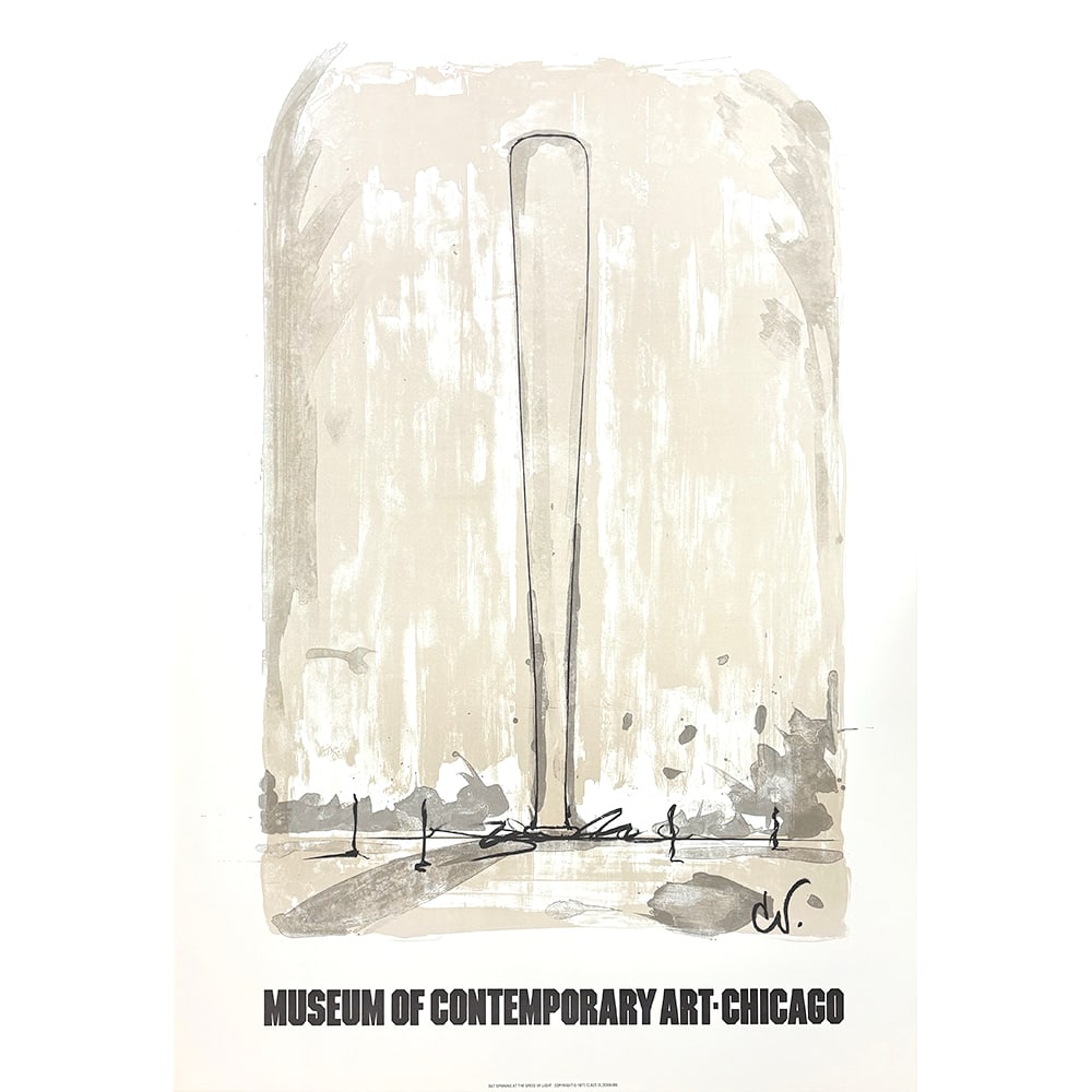 Claes Oldenburg, Bat Spinning at the Speed of Light for the Museum of Contemporary Art Chicago: Claes Oldenburg is one of the most well known artists of the 20th century. Oldenburg is famous for his monumental shaped sculptures of everyday objects, seen outside and inside museums across the