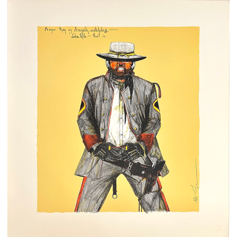 Ronald S. Francere, John Reb: Ronald S. Francere, American artist, produced John Reb in 1974. This five-color lithograph on paper measures 18 × 15 inches and is unframed. The composition depicts a Civil War-era character with