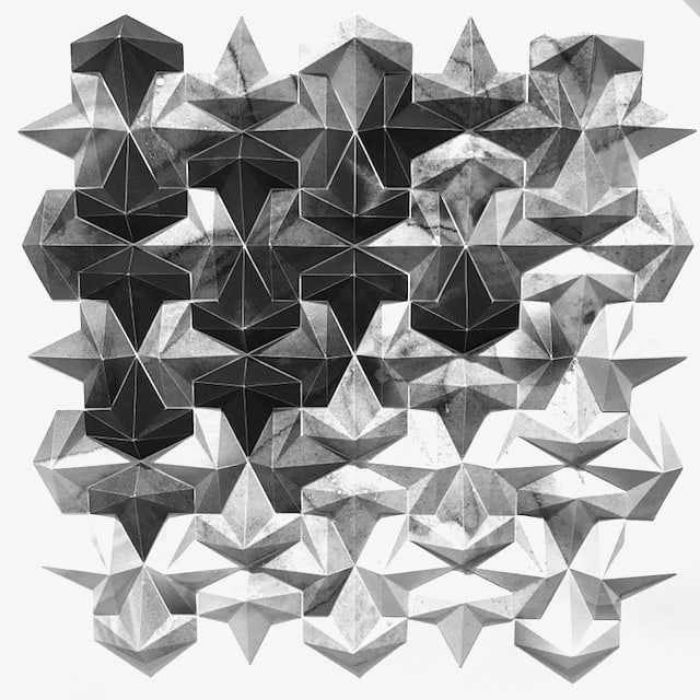 Matthew Shlian, The Tendon Series: American artist Matthew Shlian produced The Tendon Series in 2018 as an ink wash on paper from a limited edition series. Known for combining sculpture, paper engineering, and geometry, Shlian creates