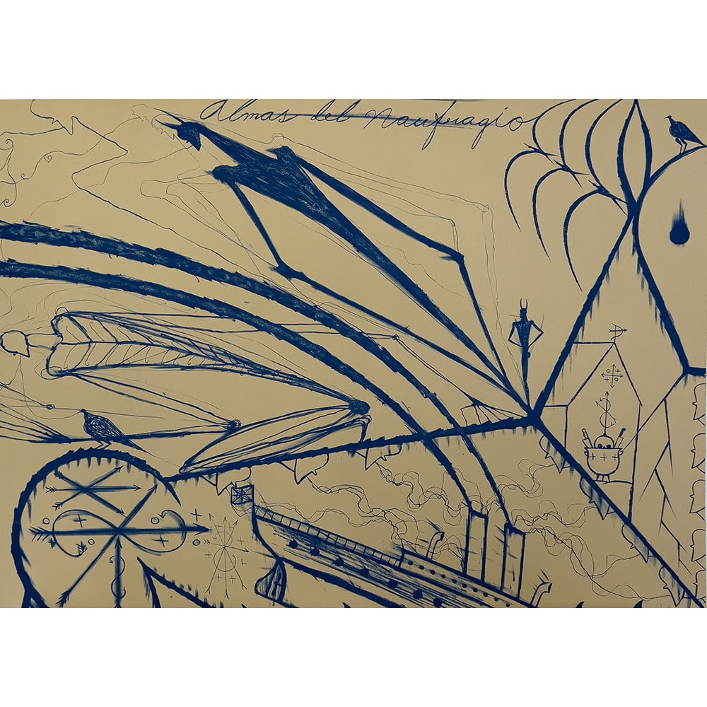 Jose Bedia, Almas del Naufragio: Almas del Naufragio (Souls of the Shipwreck) is included in such prestigious museum collections as the Philadelphia Museum of Art. José Bedia is a contemporary Cuban painter known for his