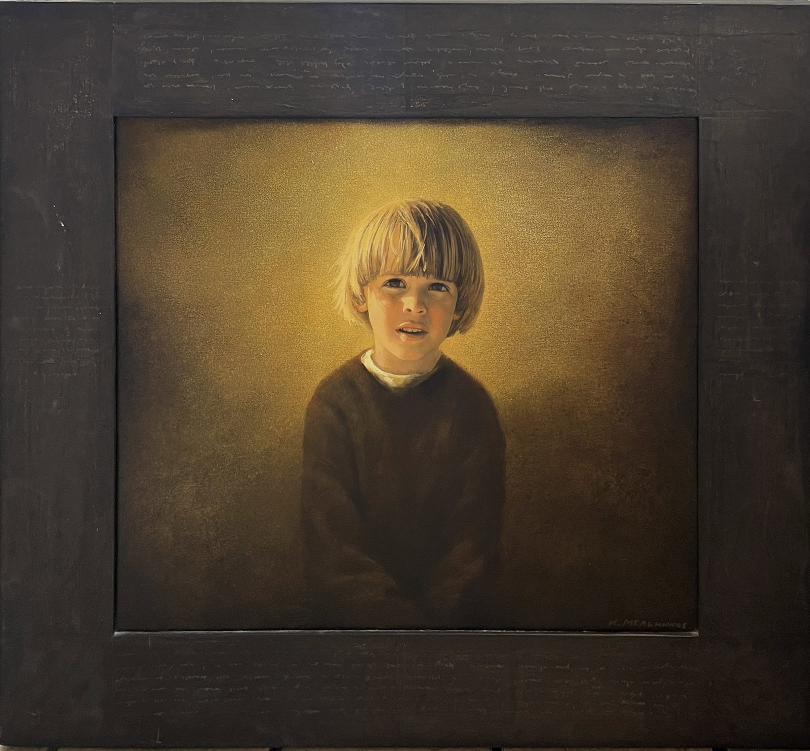 Igor Melnikov, Portrait of a Boy: Russian artist Igor Melnikov’s works center about processes of discovery and development. After learning that the black and white images of old master works he looked at as a child were painted in