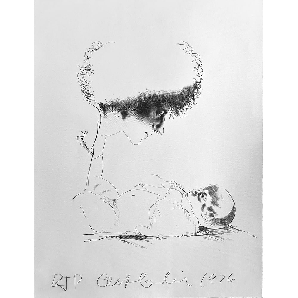 Alfred Leslie, Connie With Baby: Alfred Leslie was an established Abstract Expressionist painter when, in 1962, he embarked on a pivotal series of large- scale portraits of friends and colleagues. For this new mode of painting,