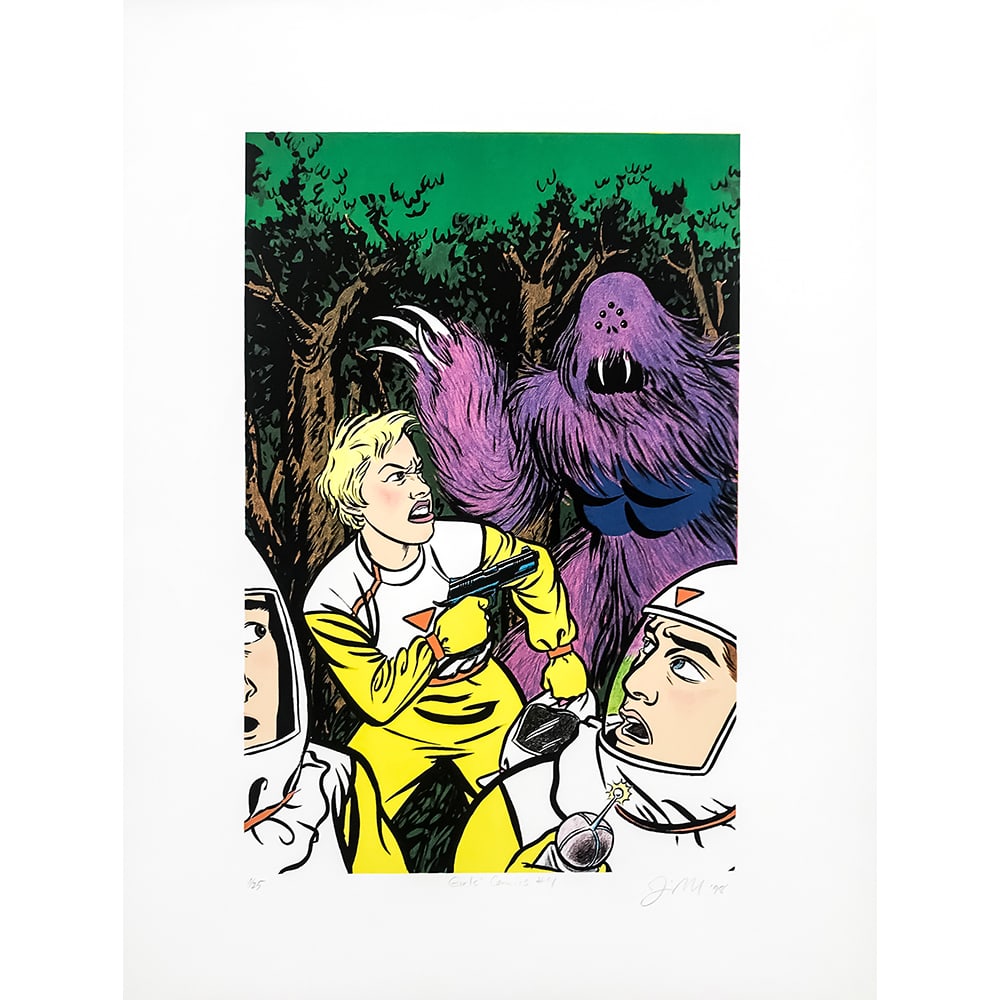 Jessica Abel, Girls Comic #4: Jessica Abel draws inspiration from comics and graphic novels, but with a feminist touch. In her works, women are powerful protagonists. The work is printed by world-famous Landfall Press, and is in