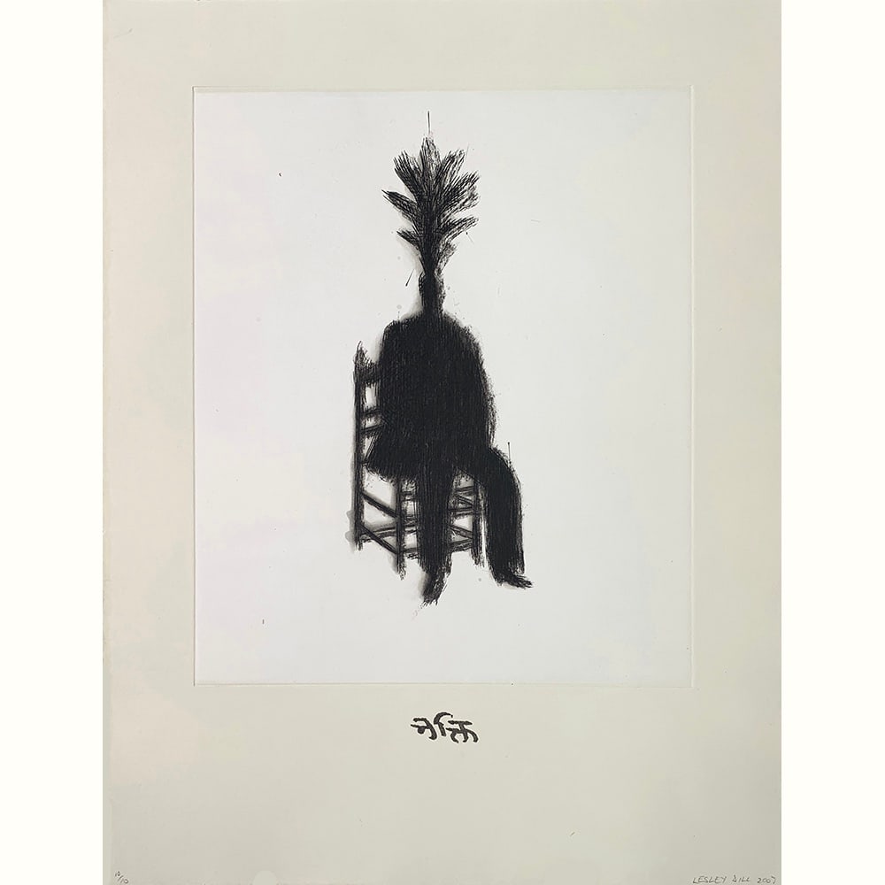 Lesley Dill, Seated Woman: Lesley Dill’s lithograph Seated Woman is edition 10/10, printed by Landfall Press in 2007.Dill's art draws inspiration from poets and authors such as Emily Dickinson, Walt Whitman, Salvador Espriu, 