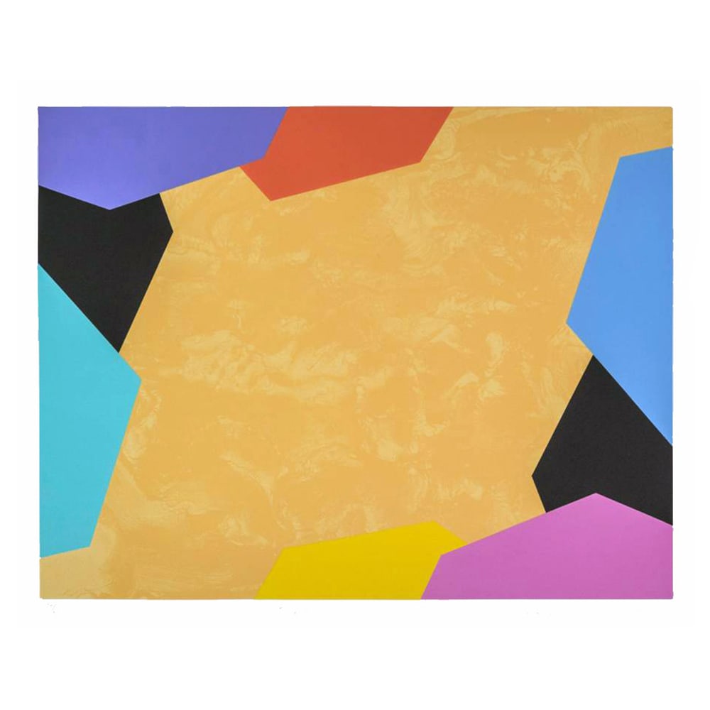 Mokha Laget, Blackjack: Mohka’s work often engages contradictory light sources which open the viewer to infinite perceptual shifts between flow and disruption. This lithograph was printed in 2014 and measures 29 by 38