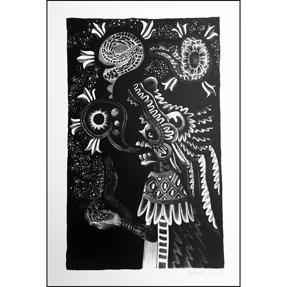 Sergio Sanchez Santamaria, Untitled: Sergio Santamaria is a Mexican artist who printed this lithograph in 2017. It measures 30 by 20 inches and is signed and in very good condition.