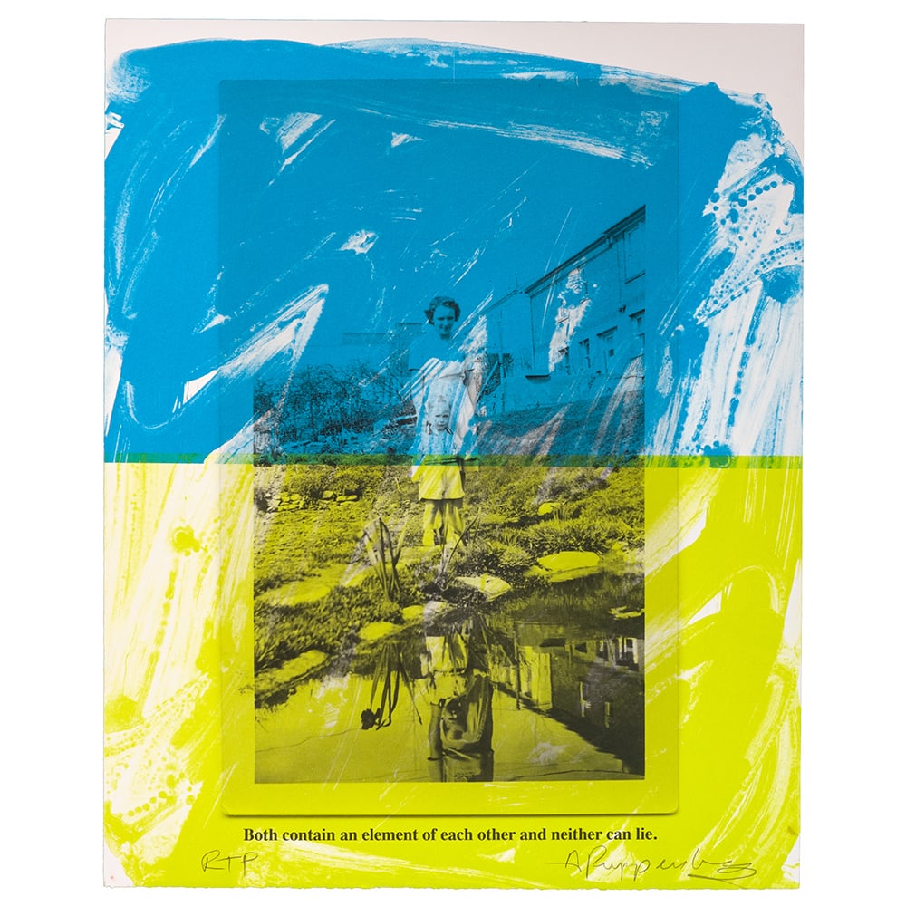 Allen Ruppersberg, Both Contain an Element of Each Other and Neither Can Lie: Allen Ruppersberg is one of the U.S.'s most intriguing conceptual artists. He uses words as his tool to reach viewers, making them question their perceived reality. This lithograph was printed by