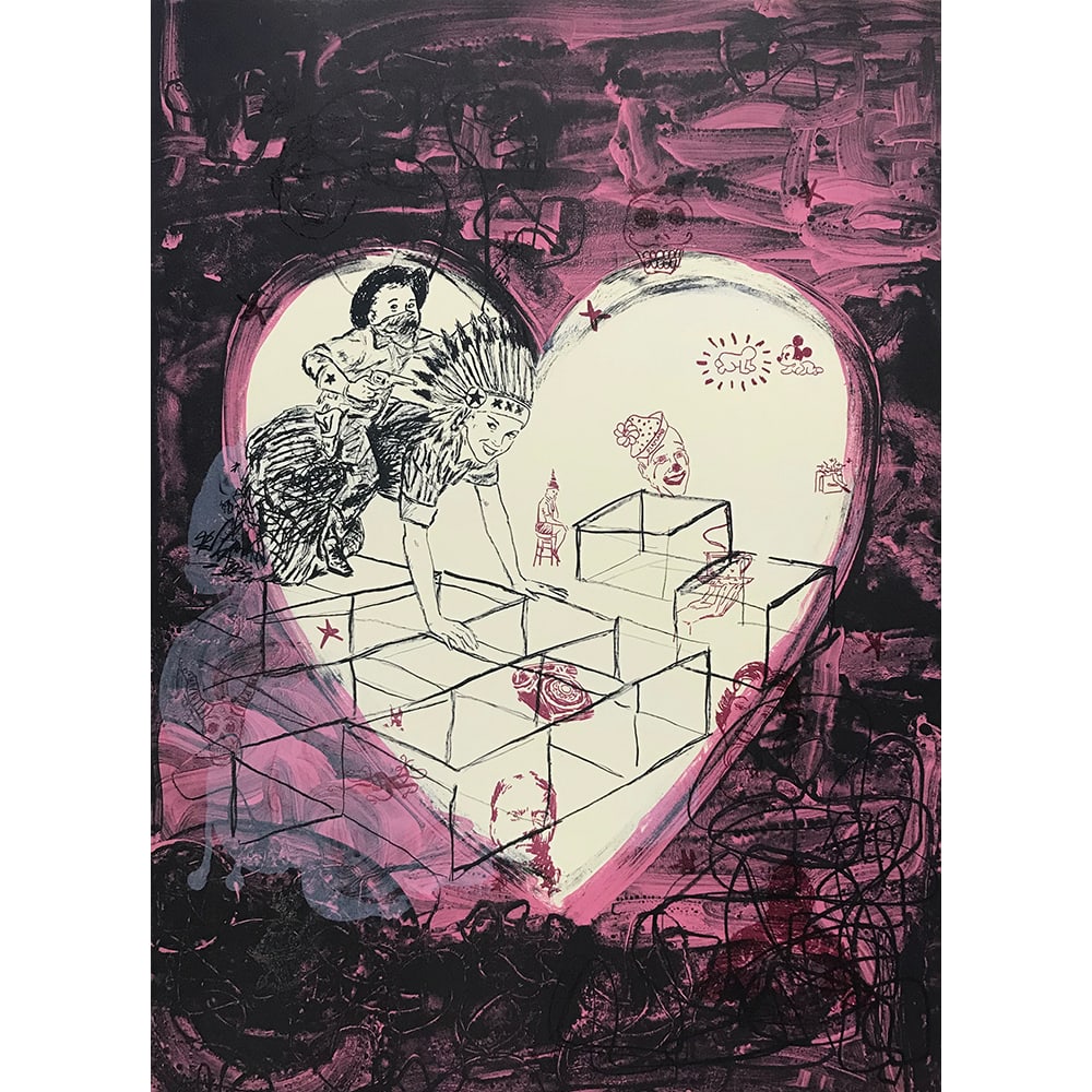 Neal Ambrose Smith, Dear Homemaker: Neal Amrose Smith, Dear Homemaker was printed by Landfall Press in 2018. Amrose Smith is the son and artistic collaborator with one of the biggest names in Native American art, Jaune Quick-to-See