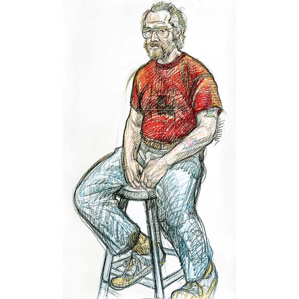 Luis Jiménez, Jack (Jack Lemon, Founder of Landfall Press): Luis Jiménez (1940–2006) was a prominent American sculptor and draftsman known for vivid portrayals of American cultural figures. This 1981 oil stick drawing on paper depicts Jack Lemon, founder of